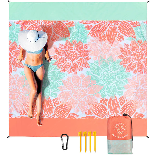 HIHOHO Waterproof Sandproof Beach Blanket Mat for 1-8 Adults, Quick Drying