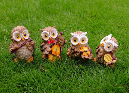 SMANSNAY Owl Decor Statue, Home Office Ornaments, Cute Owl Figurines for Home Decoration, Great Owl Gifts for Women, Boys, Girls(Pack of 4)