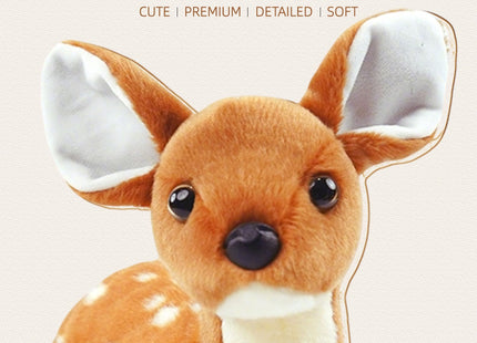 JUSTQUNSEEN Realistic Deer Stuffed Animals,10 Inch Female Stuffed Deer Plush Toy,Lying Position Brown Deer Wild Animals,Soft Cuddly Toys Decoration for Christmas Birthday