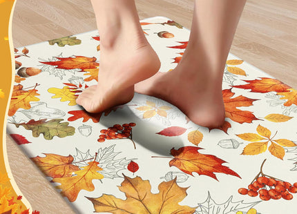 SHACOS Fall Anti Fatigue Kitchen Mats Orange Maple & Acorn 17x27.5+17x47