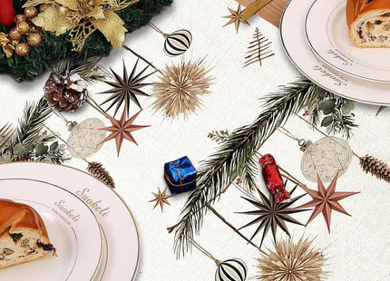 DTCSWACN Xmas Trees Holly Pine Cone Merry Christmas Table Runner, Seasonal Winter Decoration for Home Kitchen Dining Holiday Decor 13x72 Inch
