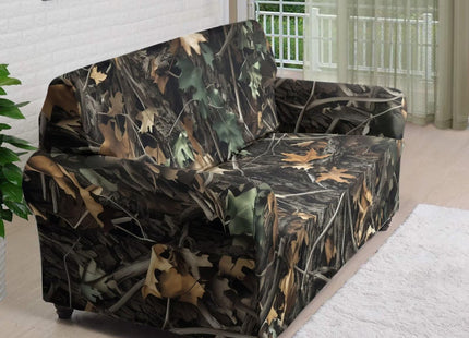 Suobstales Hunting Camo Forest Leaves Print Elastic Sofa Cover Forest 3 Seater Sofa Slipcover 3-Piece Couch Covers Washable Furniture Protector Armchair Cover Home Decor, Size L