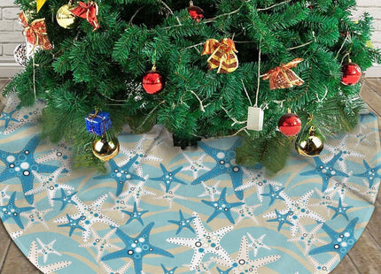 Christmas Tree Skirt,Beach Starfish Xmas Tree Skirt Rustic Farmhouse Tree Skirt for Christmas Decor Xmas Holiday Home Party Decorations30