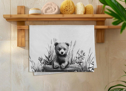 GWFSJYU Black Bear Gifts Hand Kitchen Towel, Bear Bathroom Decor, Rustic Bears Dish Tea Towels for Kitchen, Bears Decorative Hand Towels for Bathroom Cabin, 16x24 Inch