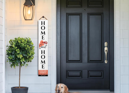 Personalized Maine Welcome Sign for Front Porch, Custom Home Sweet Home Welcome Sign with Family Name and State, Welcome Home Decorations for Outdoors, 48x8" PVC Sign (ME)
