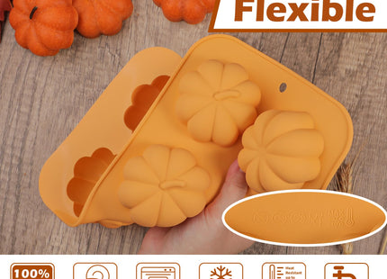 Webake Pumpkin Cake Mold Silicone 3D Pumpkin Cupcake Pan for Baking Dessert Mousse Mold Tray for Halloween Thanksgiving (2 PCS)