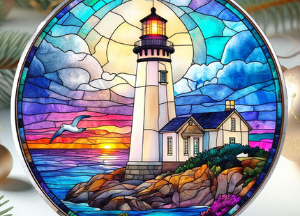 KatAndNat Lighthouse Ornament - Lighthouse Christmas Ornaments, Ocean Beacon Ornaments for Christmas Tree - Lighthouses Keepsake for Women, Ocean Lovers - Acrylic Ornament 2025