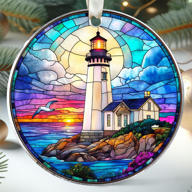KatAndNat Lighthouse Ornament - Lighthouse Christmas Ornaments, Ocean Beacon Ornaments for Christmas Tree - Lighthouses Keepsake for Women, Ocean Lovers - Acrylic Ornament 2025