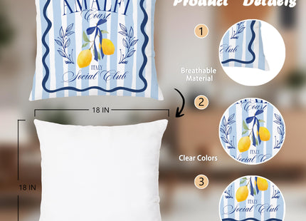 Nipil Summer Lemon Coastal Pillow Covers 18x18, Coastal Room Decor, Amalfi Coast Party Decorations, Mediterranean Coastal Decorative Throw Pillow Covers Pillowcases for Home Living Room Bedroom