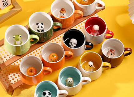 Ewaymado Owl Ceramic Mug,Hidden 3D Animal Inside Cup(Coffee Owl)