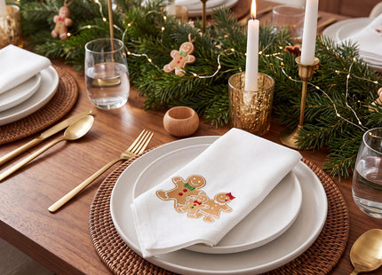 HunnmingRe 12 Pcs Gingerbread Christmas Cloth Napkins Set, 17x17 Inch