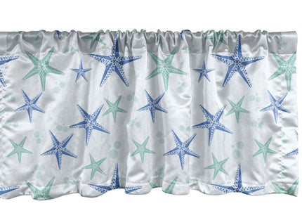 Ambesonne Navy Blue Window Valance, Sailboat Vertical Stripe Pattern Anchor Fishes Gulls Paint Effect Nautical Theme, Curtain Valance for Kitchen Bedroom Decor with Rod Pocket, 54" X 18", Blue White