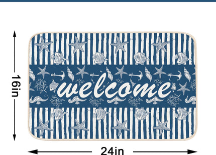 MATIRUG Blue Beach Door Mat,Coastal Welcome Mat 16"x24"