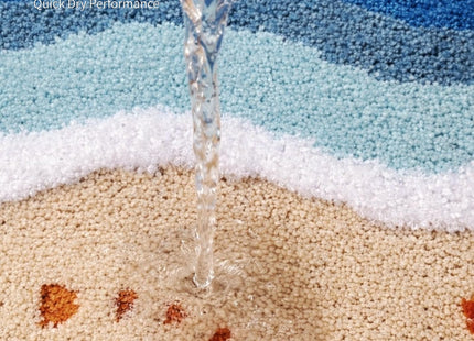 WENBOER Beach Bath Mat, Coastal Bathroom Rug, Soft Microfiber, 16x24 Inch