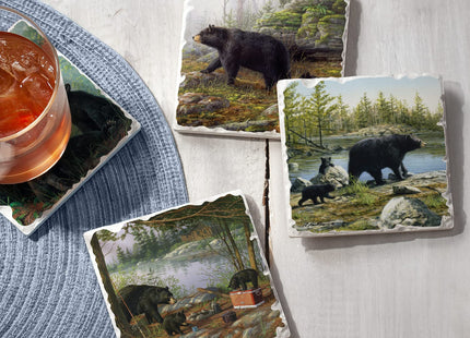 Thirstystone Bear Family 4 Pack Tumbled Tile Stone Coasters