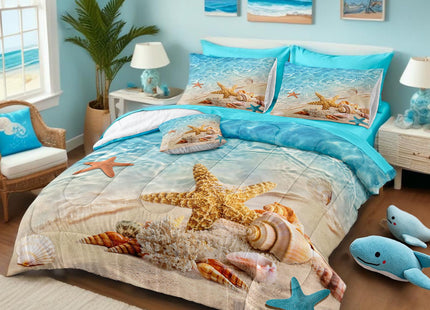 Bedbay Beach Comforter Sets King Size 8 Pieces Beachy Bedding Set Turquoise Comforter Set with Sheets Beach Themed Bedding Ultra Soft Bed in a Bag King for All Season(Teal,King)