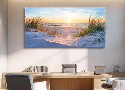 MHARTK66 Wall Decor for Living Room Large Canvas Wall Art for Bedroom Modern Office Pictures Blue Sun Beach Grass Ocean Landscape Paintings Canvas Art Prints Home Decorations