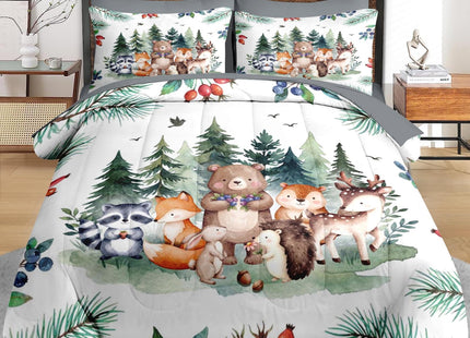 Pamnest Full Comforter Set with Sheets, 7 Pieces Woodland Animal Bedding