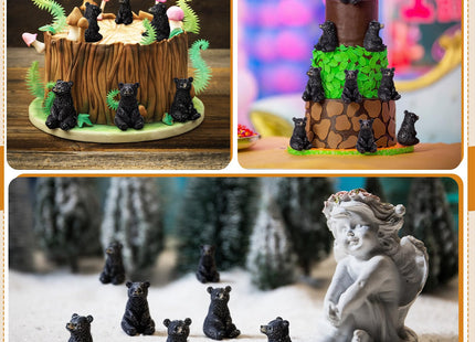Memorywuu Mini Resin Bear Figurines Bulk, 50, Black