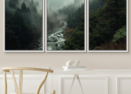 SIGNWIN 3 Piece Framed Canvas Wall Art Woodland Nursery Decor Forest Rivers Canvas Prints Home Artwork Decoration for Living Room,Bedroom - 16"x24"x3 White