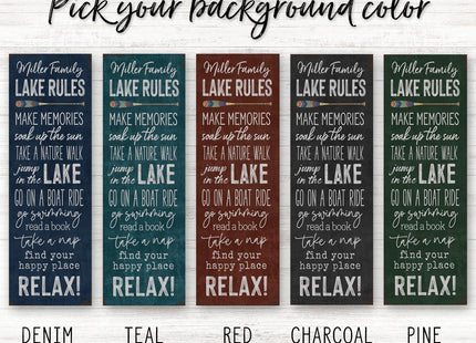 Personalized Lake Rules Canvas Wall Art Custom Family Lake House Print