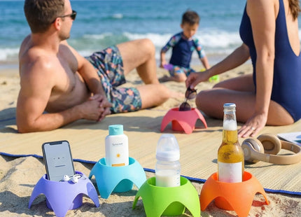 Uarzt Beach Cup Holders for Sand (7 Pack) | Beach Vacation Essentials Drink Holders, Sand Coasters for Drinks & Phones, Portable Beach Accessories Must Haves for Women, Family Travel & Summer Gifts