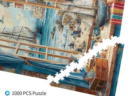 Summer Beach Jigsaw Puzzles for Adults 1000 Pieces Seaside Lighthouse Sea Turtles Puzzles Ocean Seashells Starfish Wooden Puzzle for Women Men Family Activity Game Challenging Puzzle Home Decor Gifts