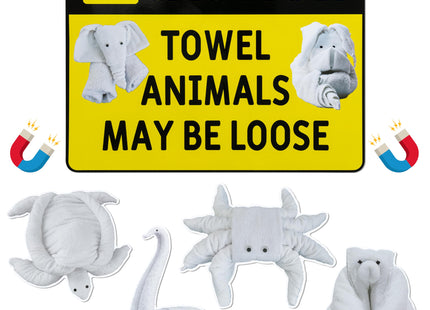 JAPBOR Cruise Door Decorations Magnetic - 5PCS Caution Towel Animals Magnet, Funny Cruise Ship Car Cabin Refrigerator Magnet Decal, Sea Ocean Magnetic Fridge Stickers for Home Kitchen Cabinet Decor