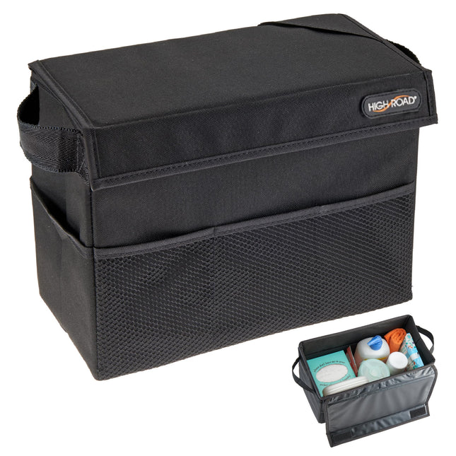 Carganizer Car Storage Bin with Lid for Front Seat, Back Seat or Trunk