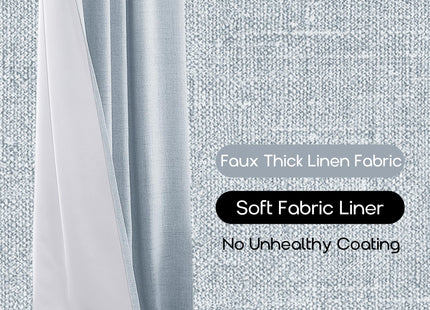 PANELSBURG Baby Blue Short Blackout Curtains for Bedroom, 45 Inch Sky Blue Coastal Beach Drapes for Small Windows