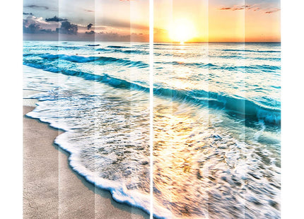 Renaiss Sea Sand Beach Window Curtains Sunset Clouds Blue Seashore Coastal Ocean Printing Window Treatment Darkening Privacy Blackout Durable Drapes for Bedroom Living Room Decor 21x45 Inch x 2 Panels