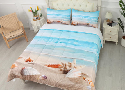 FUYEUN Beach Ocean Comforter Set Full, Seashell Starfish Bedding for Teens