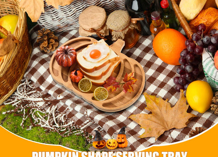 AWIZOM Pumpkin Bamboo Serving Platter Tray Thanksgiving Charcuterie Board