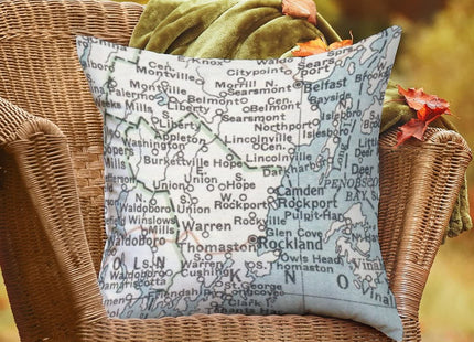 Penobscot Bay Maine Map Outdoor Cushion Cases Sweet Home Accent Waterproof Pillows Rustic Decorative Cushion Covers Home Decor for Bedroom Sofa Bench Porch 22x22in