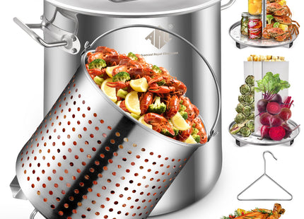 ARC 40QT Stainless Steel Stockpot for Seafood Crawfish Crab Boil w/Basket