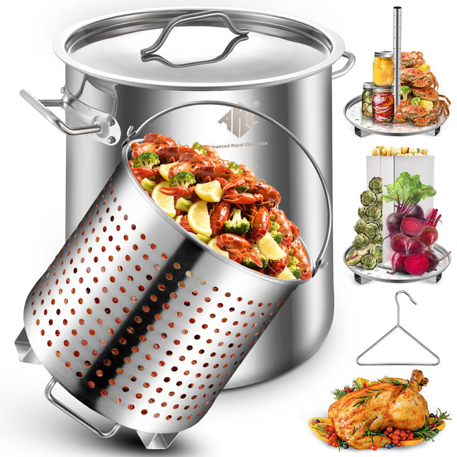 ARC 40QT Stainless Steel Stockpot for Seafood Crawfish Crab Boil w/Basket