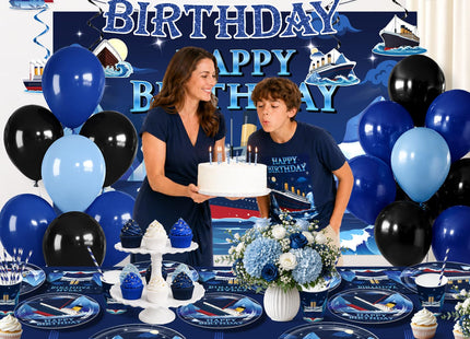 210pcs Xynic Nautical Birthday Decorations Tableware Set, 25 Serves