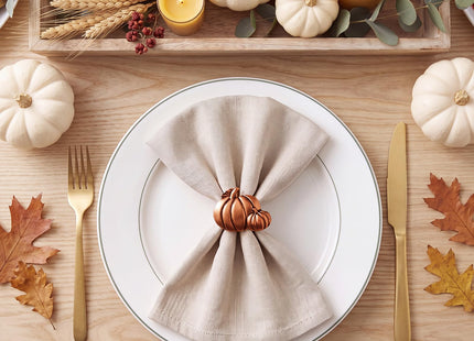 Remerry 8 Pcs Fall Thanksgiving Napkin Rings Set,Autumn Metal Holders