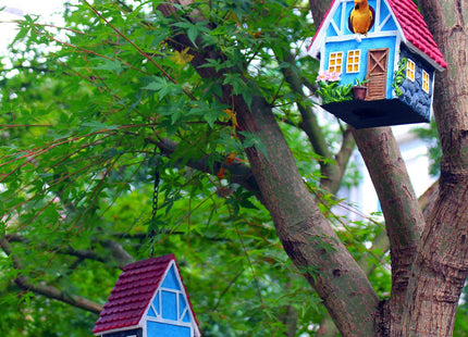 Garden Bird House for Outside Clearance Hanging Outdoors Country Cute Birdhouses for Wren Finchs Chickadee Hummingbird Tree Swallow Cage Kids Nature Lover Bluebird House(Red)