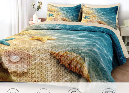Pamnest Queen Quilt Set, 3 Pieces Summer Beach Bedding, Bedspread
