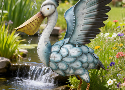 Ultym 18.5" Metal Coastal Pelican Garden Statue, Bird Sculpture
