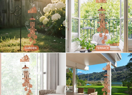Hoemwarm Squirrel Wind Chimes for Outside Squirrel Gifts for Women Men