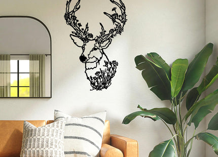Metal Deer Head Wall Decor, Deer Decor Wall Art, Rustic Hunting Sign, Black