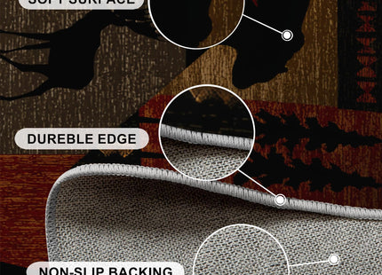 Reocahoo Rustic Cabin Runner Rug 2x6ft, Lodge Bear Moose Deer Rugs for Cabin, Western Kitchen Rug Mat, Non-Shedding & Easy to Clean, for Hallway Laundry Bathroom