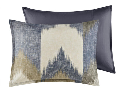 Ink+Ivy Queen Size Comforter Set, Cozy Cotton Comforter, All Season, Lightweight Comforter Queen Bed Set with 2 Matching Shams, Modern Cabin Lodge Ikat Chevron Design, Navy Full/Queen 3 Piece