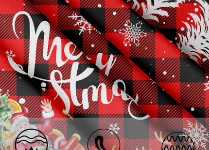 Granbey Christmas Reindeer Round Table Cloth - Red Xmas Buffalo Plaid Tablecloth 60 Inch Winter Snow Snowflakes Table Cover Decorative for Christmas Holiday Kitchen Party Home