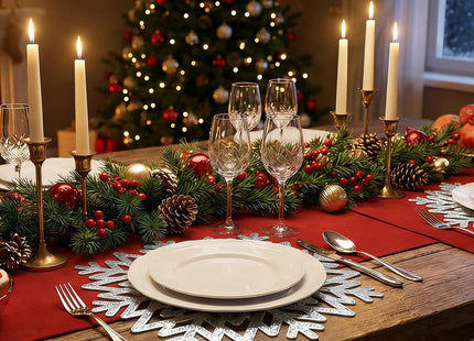 Snowflake Placemats Set of 6, Christmas Placemats Decorations Hollow Out Design Snowflake Table Mats Place Mats for Dining Table Setting Kitchen Table Mats Christmas Decoration(Silver Snowflake)