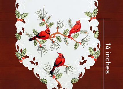 Simhomsen Embroidered Cardinal Table Runner for Christmas Holidays Decorations (14 × 69 Inches)