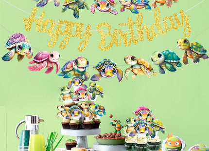 Sea Turtle Birthday Banners - Turtle Party Decorations for Ocean-Themed Celebrations