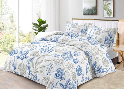 Raphus Cucullatus Sea Shell Bedding Comforter Set Full, Beach Theme Ocean Coastal Bed Set, Sea Shell Bedding